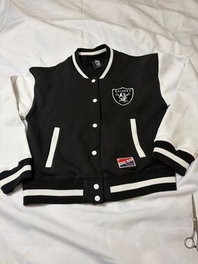 Raiders Black & White Varsity Bomber Jacket